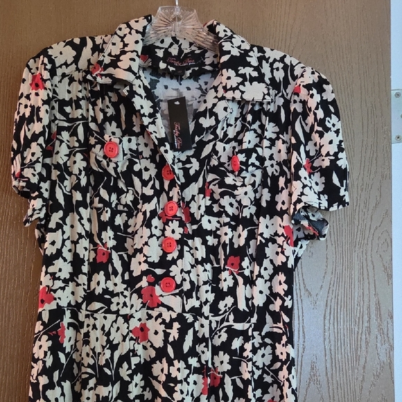 Trashy Diva NWT  Black and Tan Midi Dress, Collar, Short Sleeve, Side Zipper, 14 - Picture 7 of 8